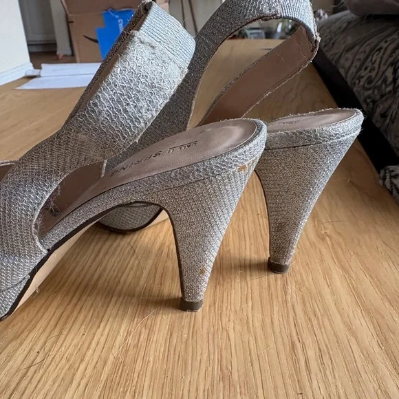 Call It Spring Silver Sling Back Heels Size 7.5 - Picture 3 of 5